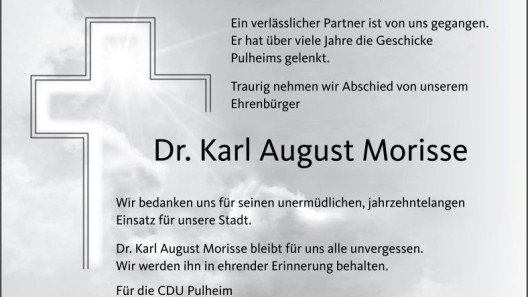 Trauer um Dr. Karl August Morisse